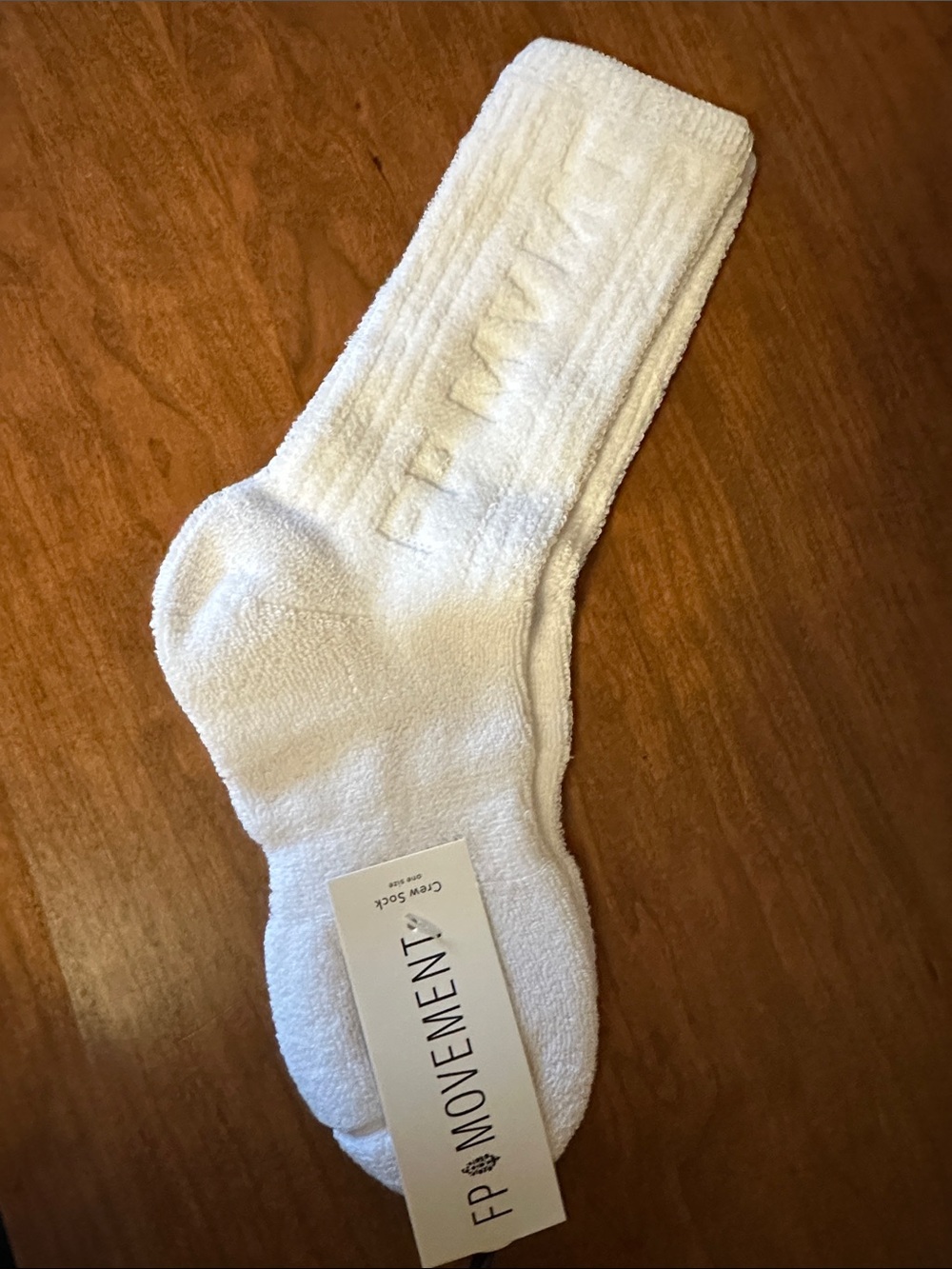 Free People Movement White Terry Recovery Crew Socks NWT